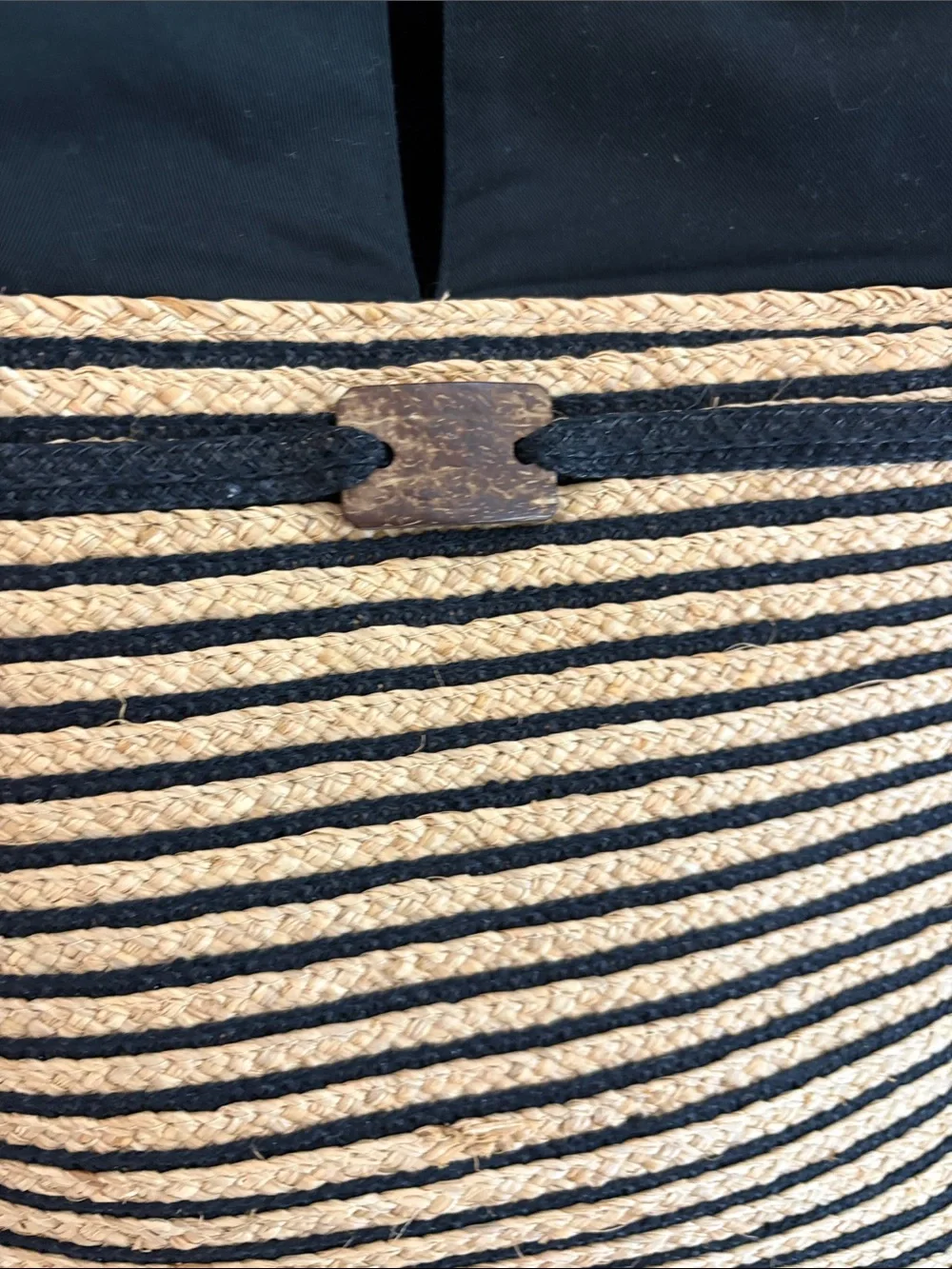 Black and Natural Straw Stripe Men’s Sling Bag